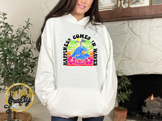 Happiness Comes In Waves Adult Hoodie