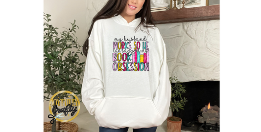 My Husband Works Hard For Books Adult Hoodie
