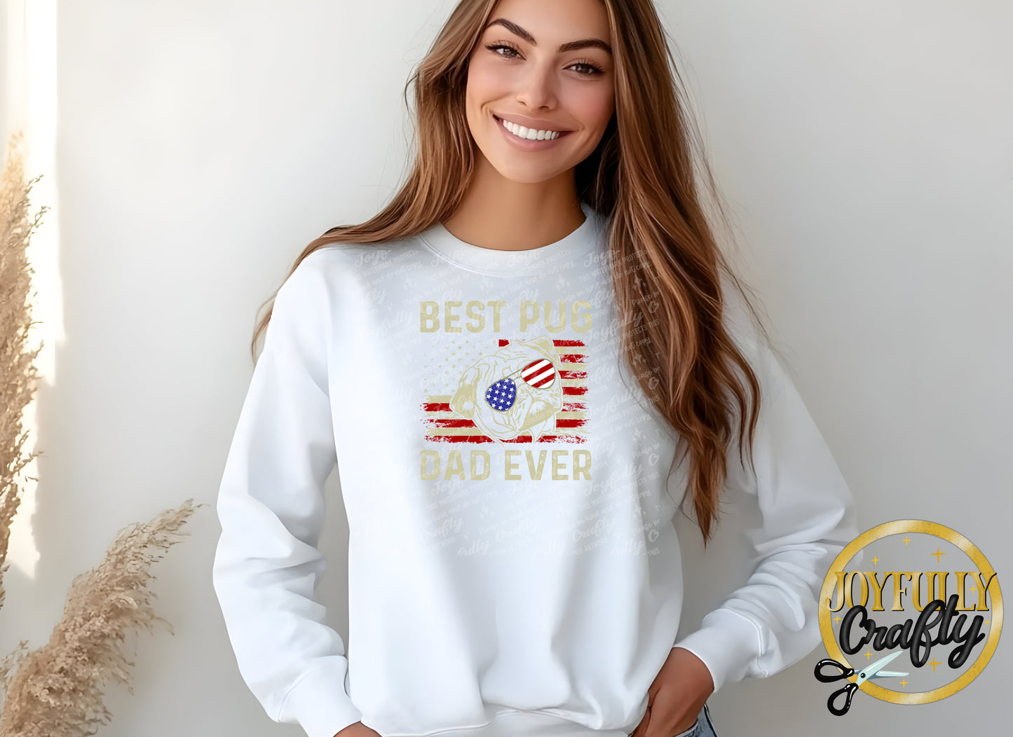 Best Pug Dad Ever American Flag Adult Long Sleeve