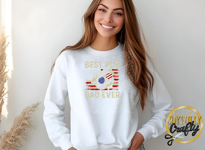 Best Pug Dad Ever American Flag Adult Long Sleeve
