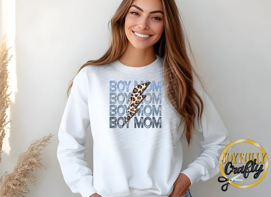 Boy Mom Distressed Bolt Adult Long Sleeve