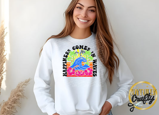 Happiness Comes In Waves Adult Long Sleeve