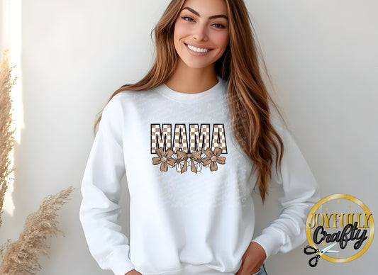 Mama Neutral Checkered Floral Adult Long Sleeve