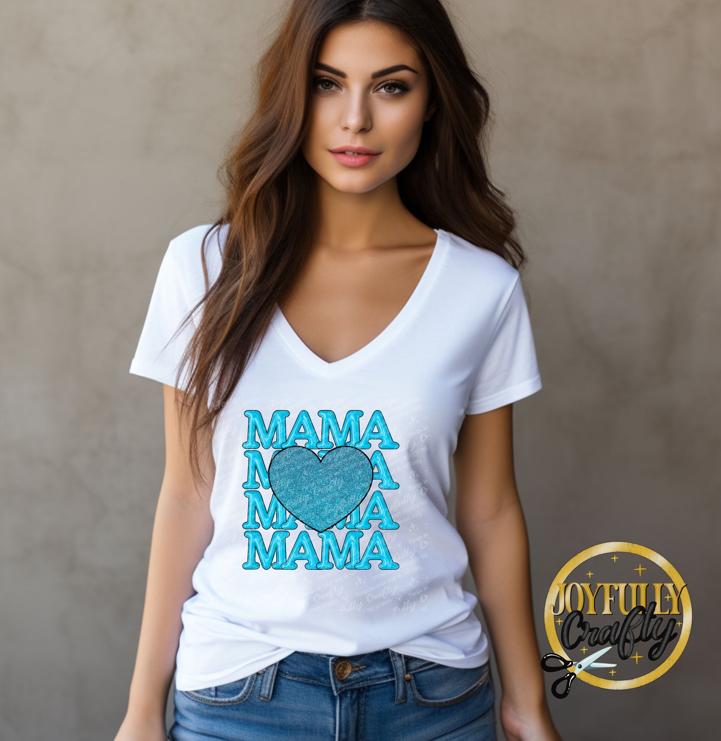 Blue Mama Stacked Adult T Shirt