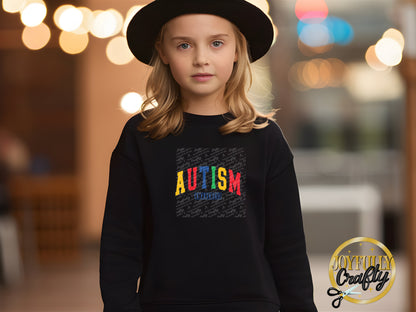 Autism Awareness Retro Blocked Letters Youth Long Sleeve